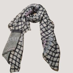 Abstract Patterned Lightweight Womens Scarf Geometric Design Soft Pastel Accents